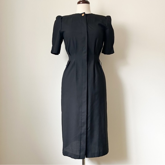 Vintage 60s Black Wiggle Dress • Size S - Picture 2 of 5